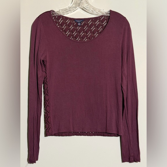 Aeropostale Tops - Aeropostale Maroon Long Sleeve Lace Back Top Size Medium
